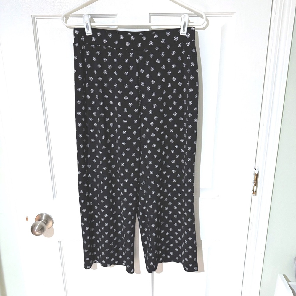 Michael Michael Kors Womens Black Floral Medallion‎ Wide Leg Cropped Pants Small